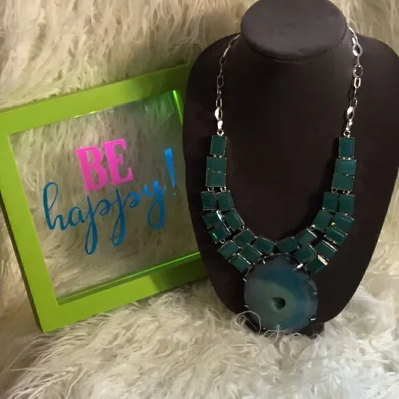 HUGE AQUA CONDOR AGATE  & KUNZITE NECKLACE - Picture 5 of 15